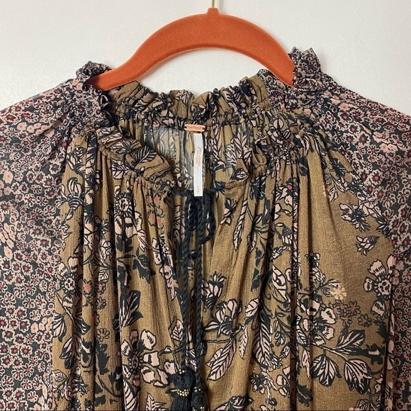 Free People Hendrix Floral Blouse Boho Tunic Sz S - Picture 3 of 12